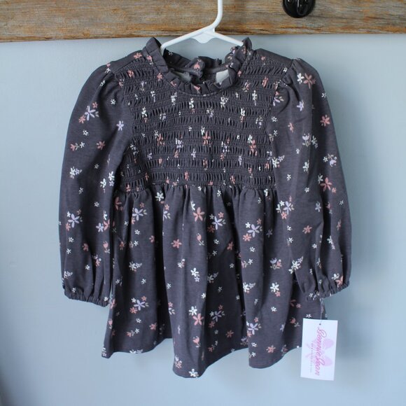 Bonnie Jean Size 3T Tunic/Dress Gray Flowers - Picture 1 of 3